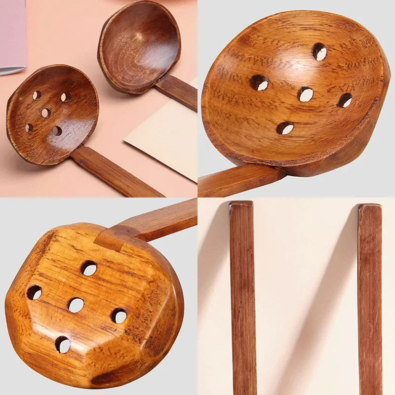 Japanese Long Handle Bamboo Soup Spoon Kitchen Cooking Tool
