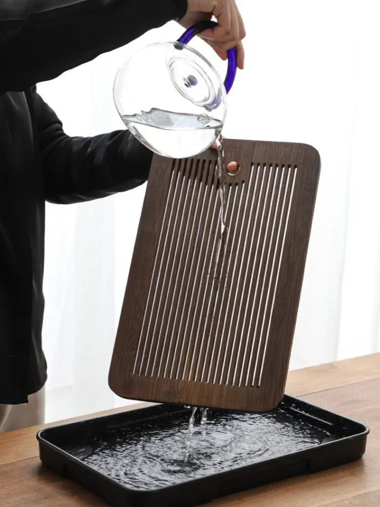Portable Bamboo Tea Tray – Kung Fu Tea Set Drainage Tray