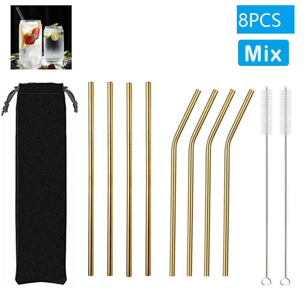 1–10Pcs Reusable Glass Straws – Eco-Friendly with Cleaning Brush