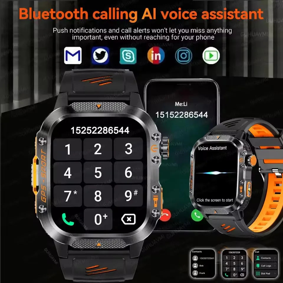 Military Grade GPS Smartwatch Men 10ATM Waterproof Outdoor