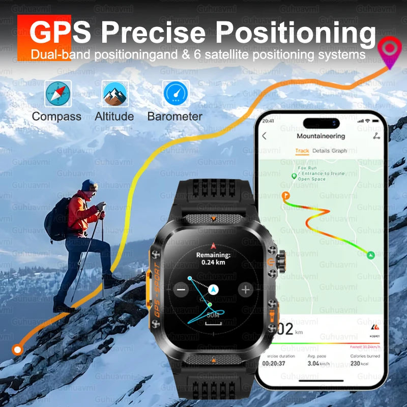 Military Grade GPS Smartwatch Men 10ATM Waterproof Outdoor