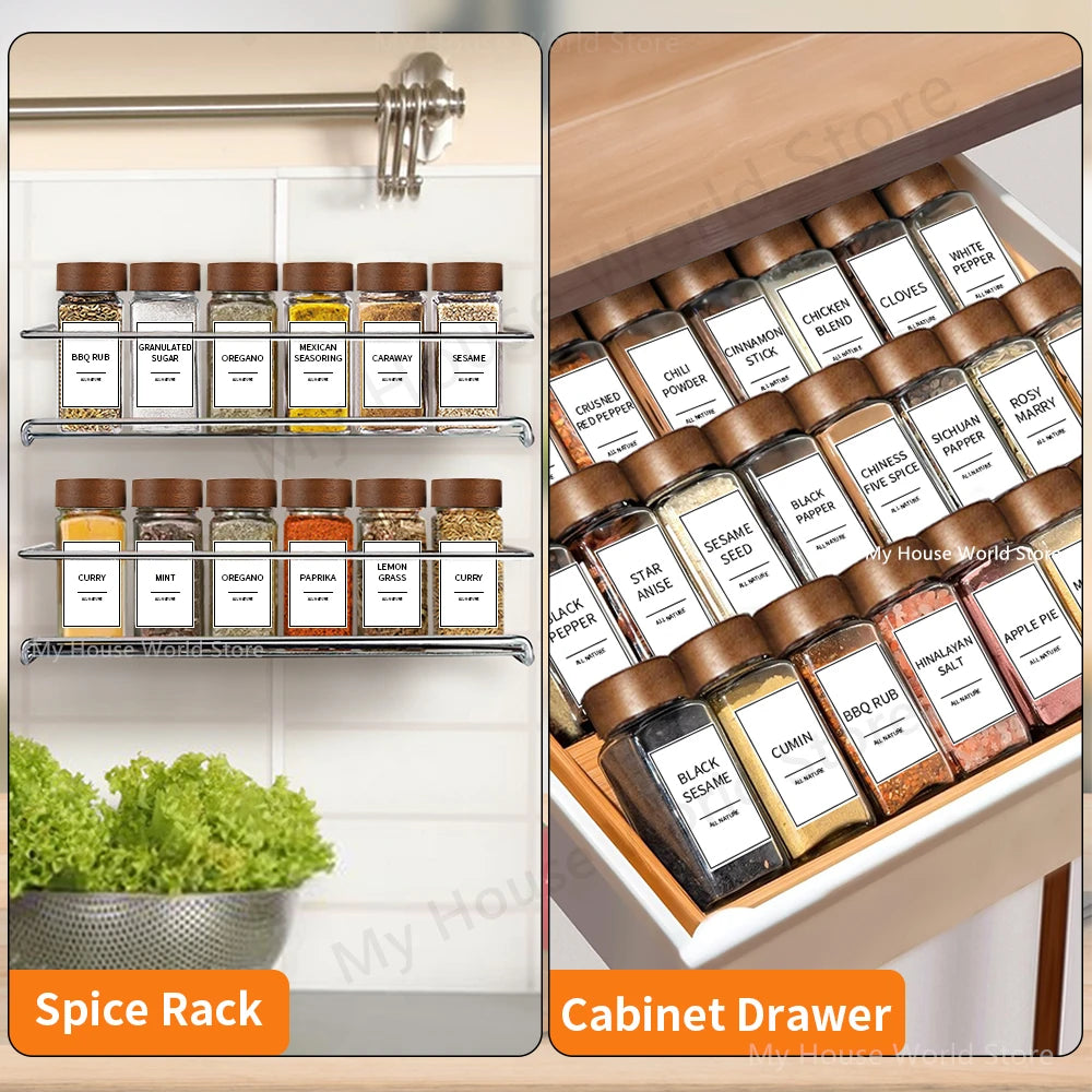 13Pcs Glass Spice Jars Set – 4oz with Bamboo Lids