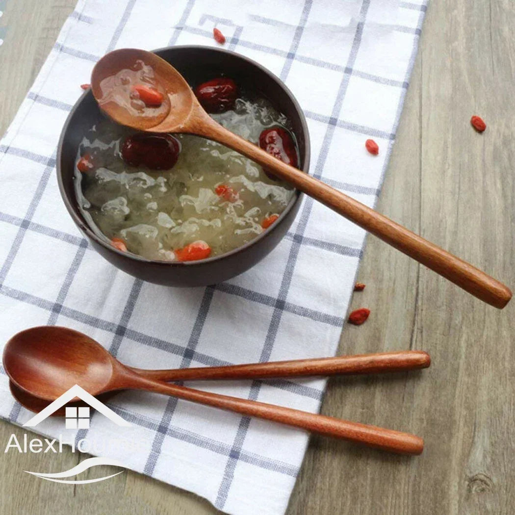 6 Piece Bamboo Wooden Spoons Korean Style Kitchen Tableware