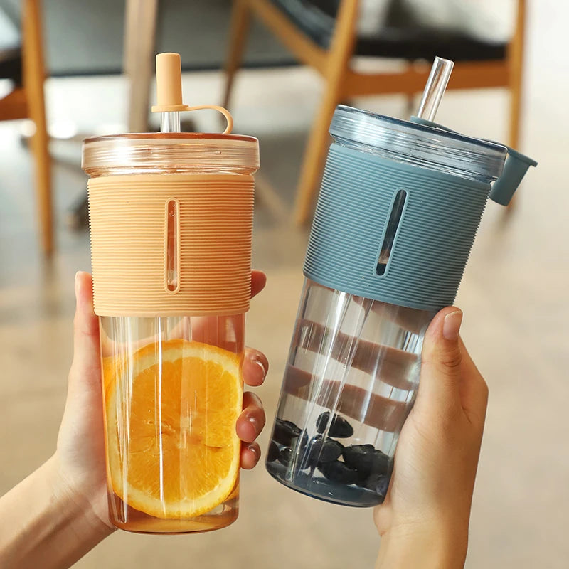 710ml Reusable Clear Coffee Cup with Straw