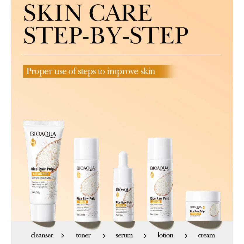 5pcs Rice Skincare Set Hydrating Moisturizing Facial Care Kit