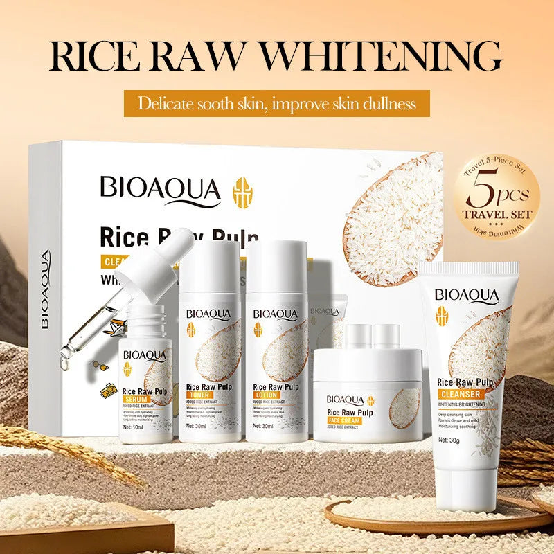 5pcs Rice Skincare Set Hydrating Moisturizing Facial Care Kit