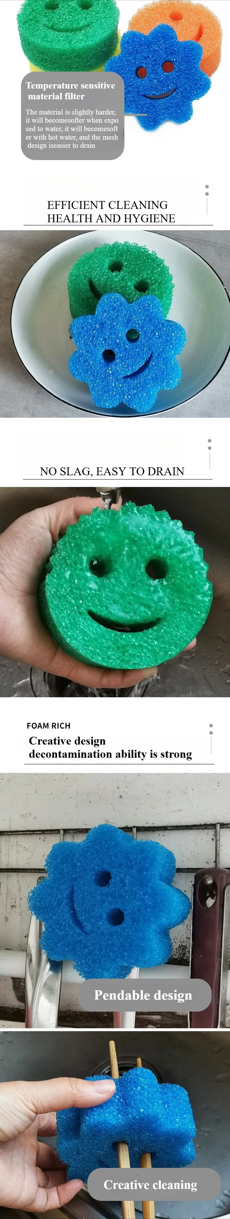 Reusable Smiley Face Cleaning Sponge