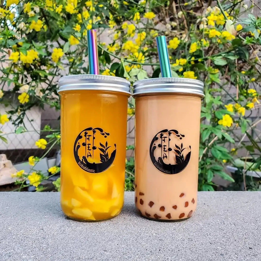 4Pcs Reusable Boba Straws – Stainless Steel with Cleaning Brush