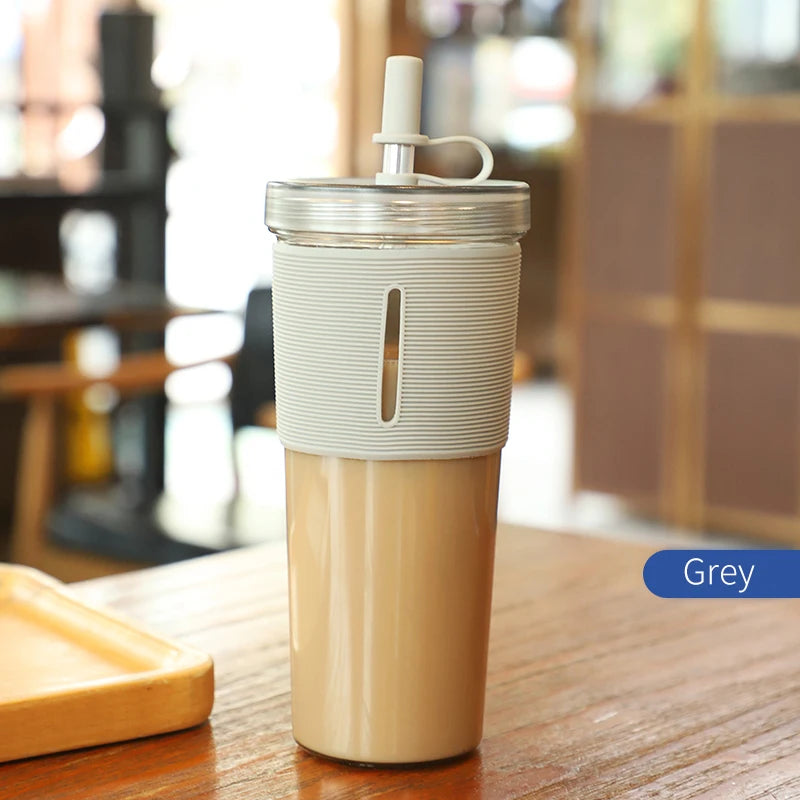 710ml Reusable Clear Coffee Cup with Straw