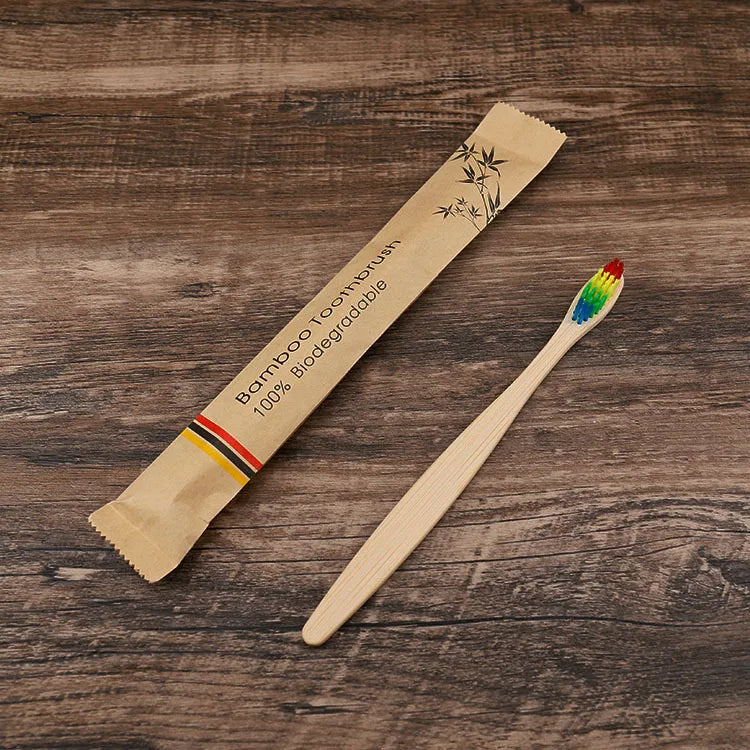 10pcs Colorful Bamboo Toothbrush Set