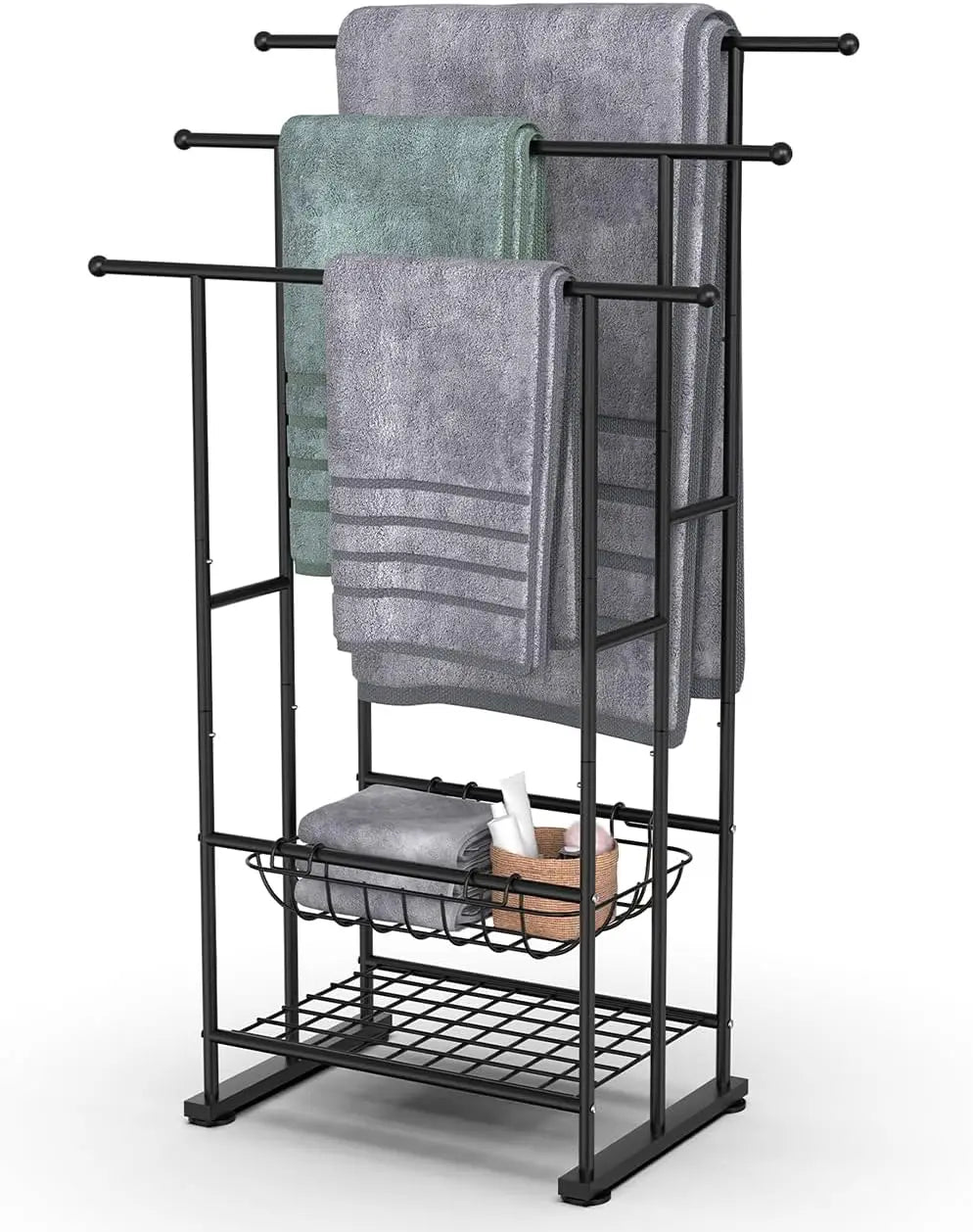 3-Tier Bamboo Freestanding Towel Rack – Bathroom Organizer