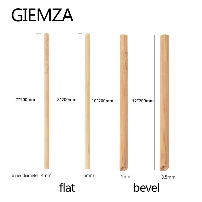 Reusable Bamboo Wood Drinking Straws 50pcs Eco Friendly Tubes