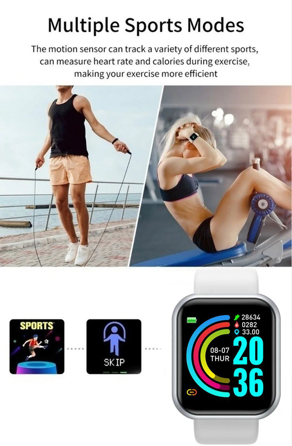 Y68/D20 Bluetooth Smartwatch for Men & Women