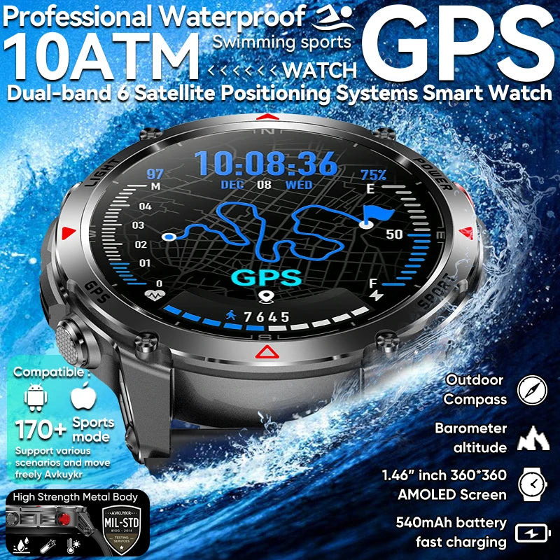 T-Rex 3 Pro Military GPS Smartwatch 10ATM AMOLED Men