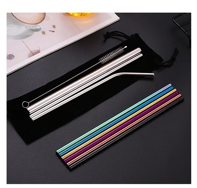 1–10Pcs Reusable Glass Straws – Eco-Friendly with Cleaning Brush