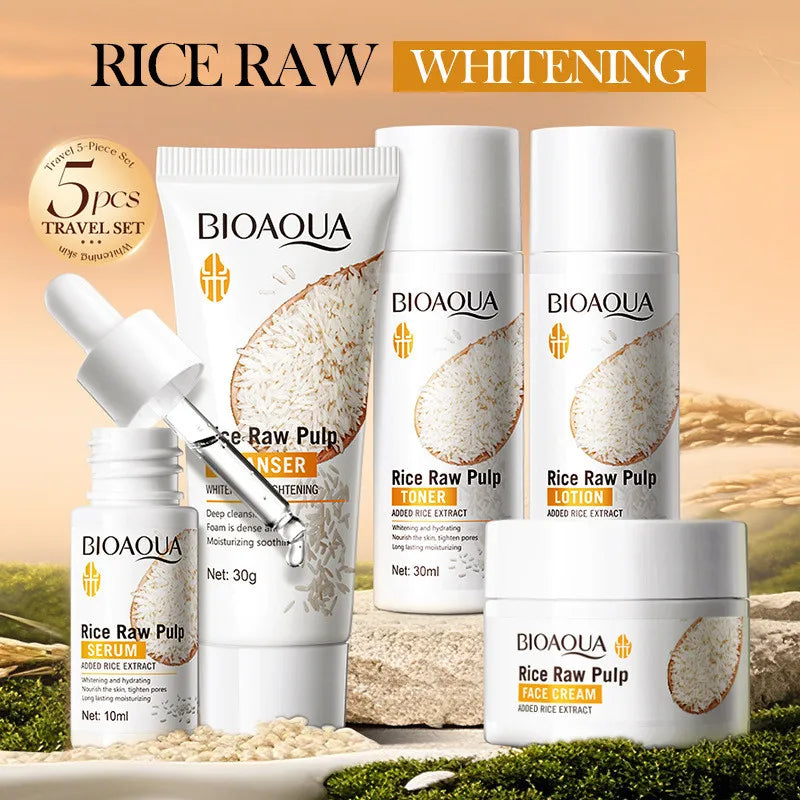 5pcs Rice Skincare Set Hydrating Moisturizing Facial Care Kit