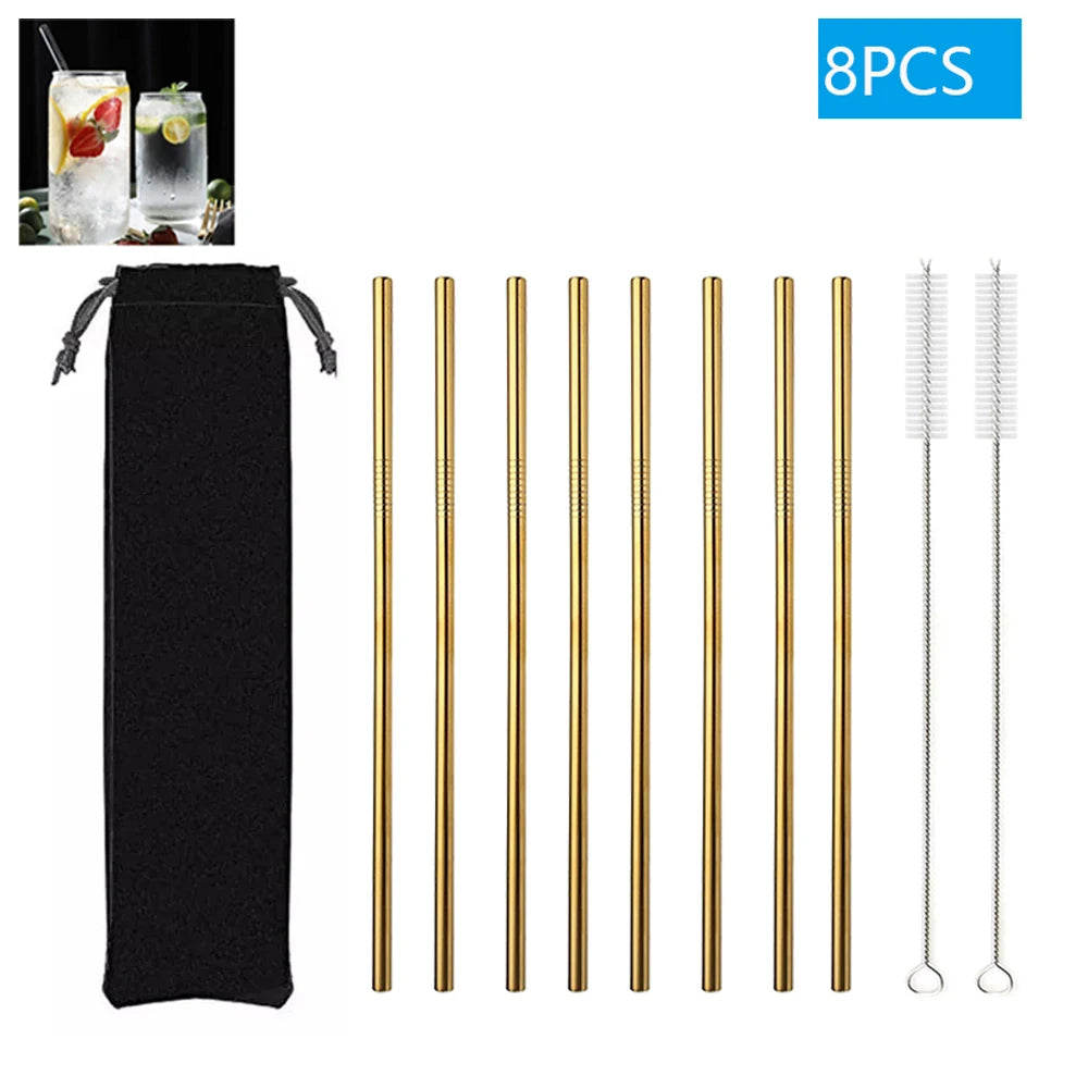 1–10Pcs Reusable Glass Straws – Eco-Friendly with Cleaning Brush