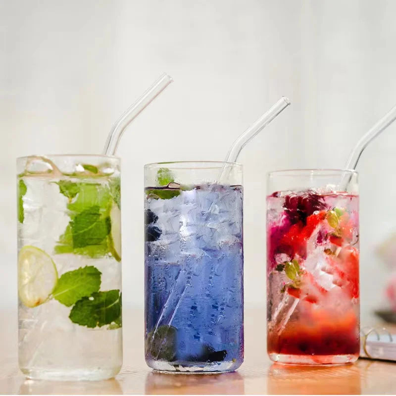 1–10Pcs Reusable Glass Straws – Eco-Friendly with Cleaning Brush