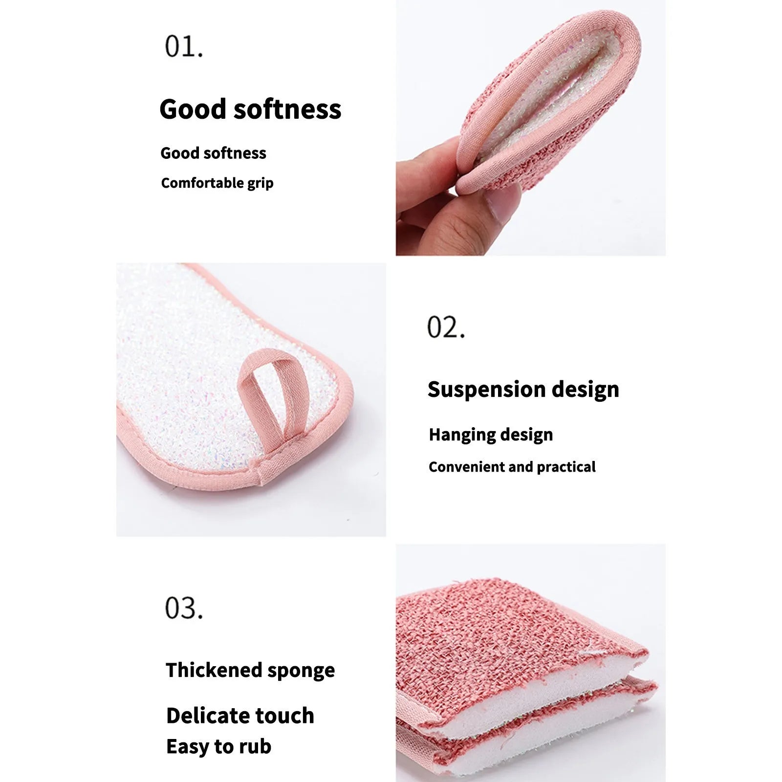 Reusable Double-Sided Microfiber Dishwashing Sponge