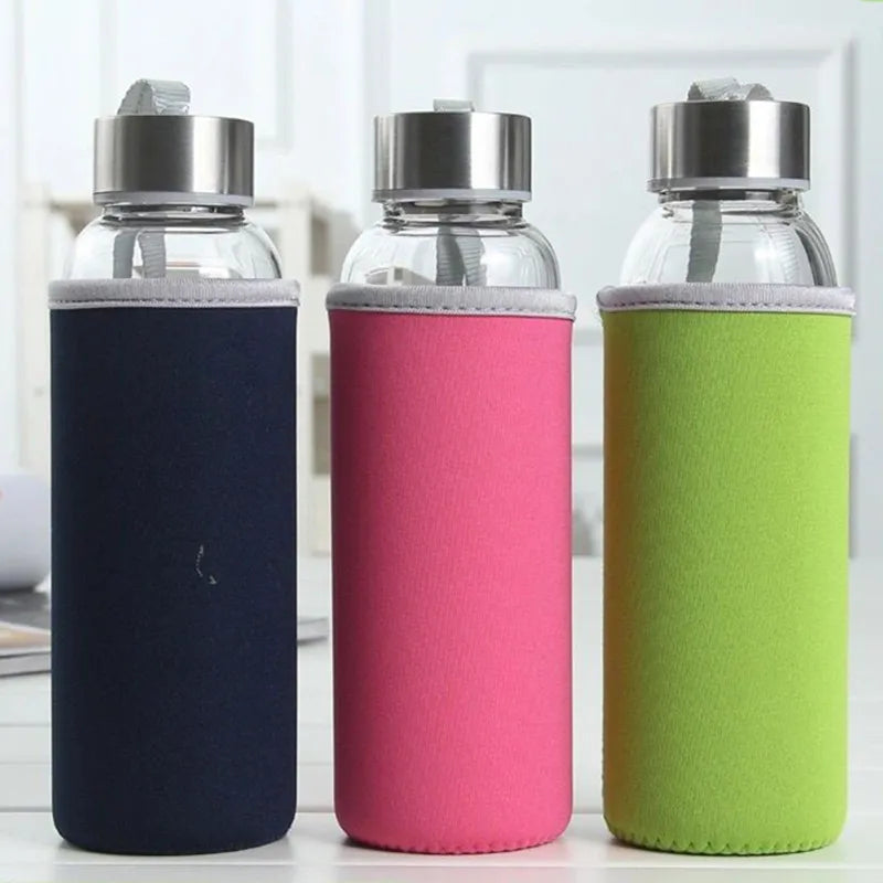 550ml Portable Glass Water Bottle – Travel & Car Friendly