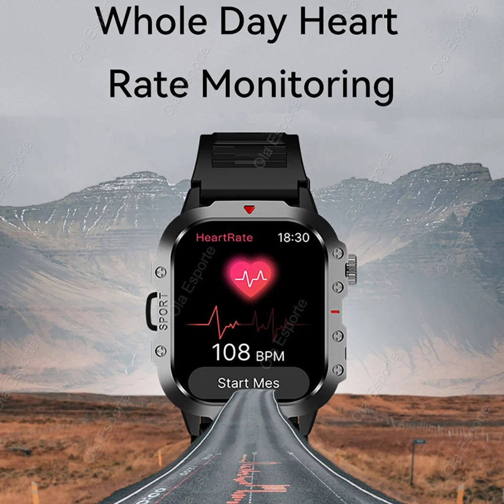 Military GPS Smartwatch – Huawei/Xiaomi Compatible with Flashlight & Compass
