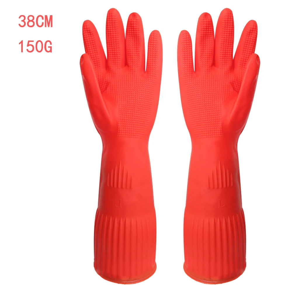1 Pair Long Silicone Dishwashing Scrubber Gloves