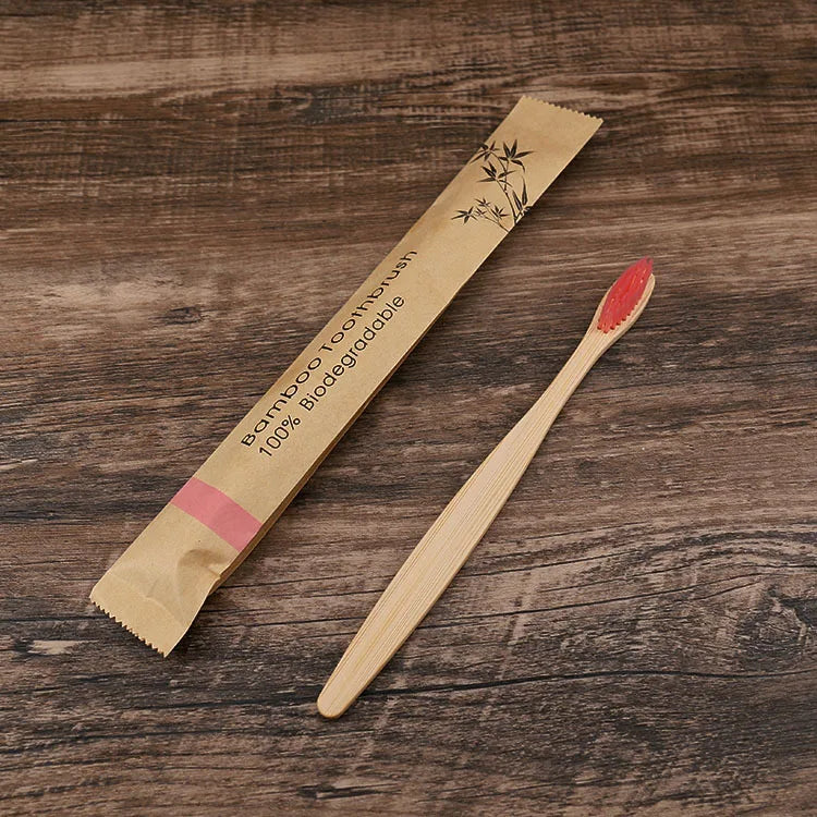 10pcs Colorful Bamboo Toothbrush Set