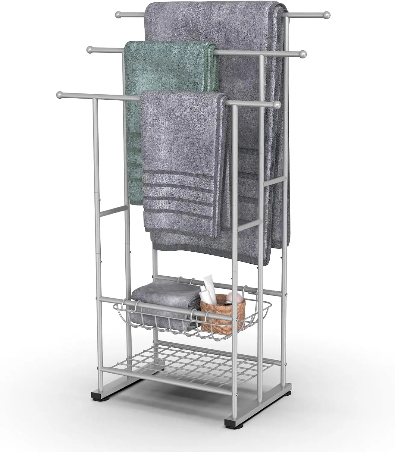3-Tier Bamboo Freestanding Towel Rack – Bathroom Organizer