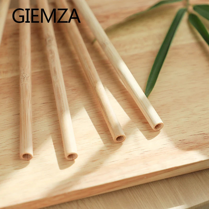 Reusable Bamboo Wood Drinking Straws 50pcs Eco Friendly Tubes