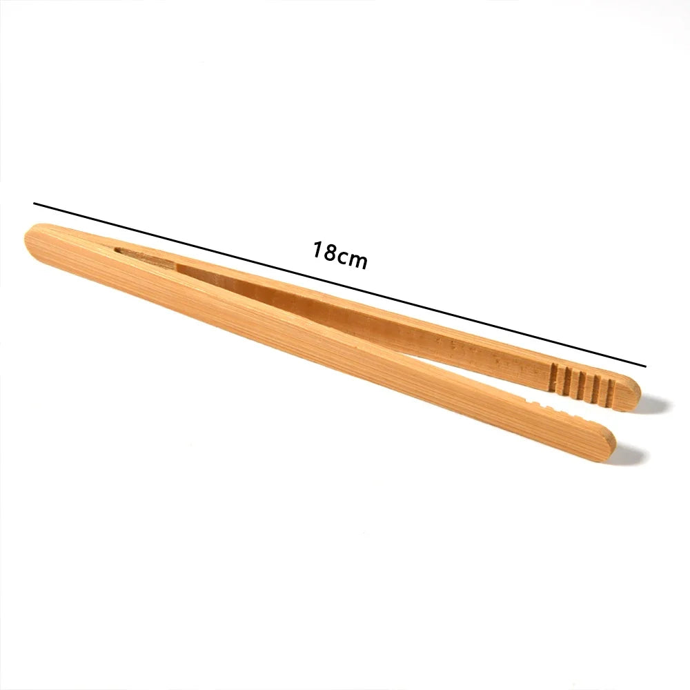 2pcs Bamboo Food Tongs Kitchen Cooking Buffet BBQ Clip