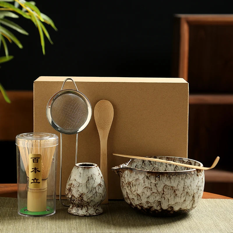 6PCS Japanese Matcha Tea Set – Bamboo Whisk, Bowl & Tools