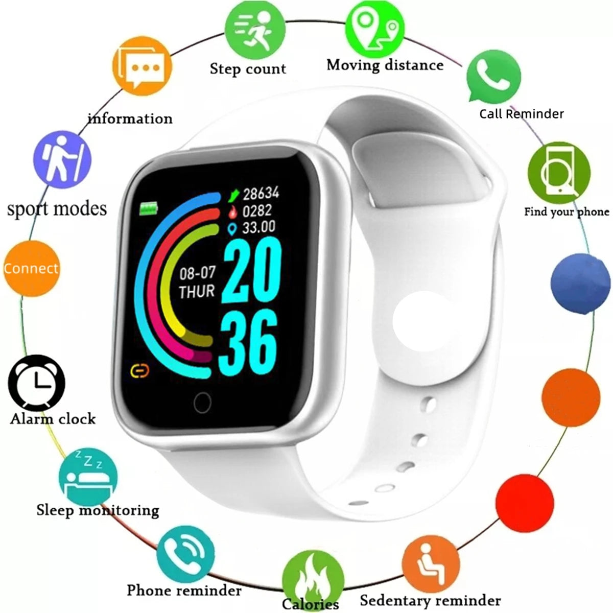 Smartwatch Men Women Fitness Tracker Message Call Compatible
