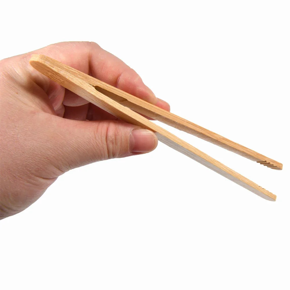 2pcs Bamboo Food Tongs Kitchen Cooking Buffet BBQ Clip