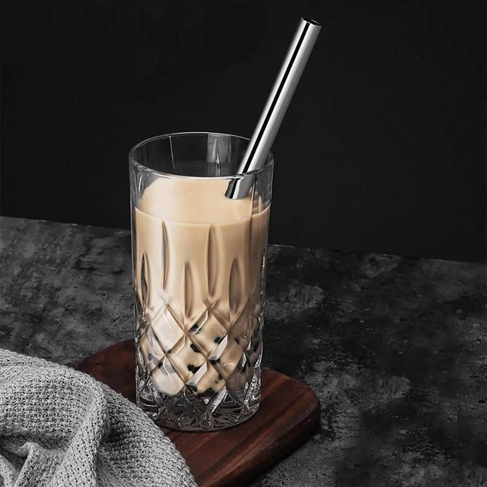 4Pcs Reusable Boba Straws – Stainless Steel with Cleaning Brush