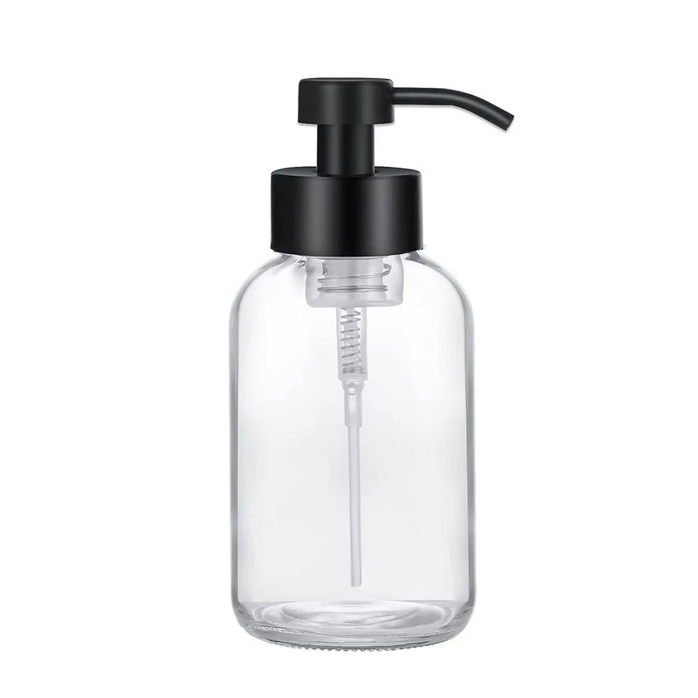 Thick Amber Glass Foaming Soap Dispenser Pump Bottle Kitchen