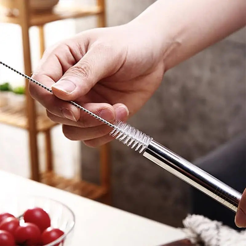 4Pcs Reusable Boba Straws – Stainless Steel with Cleaning Brush