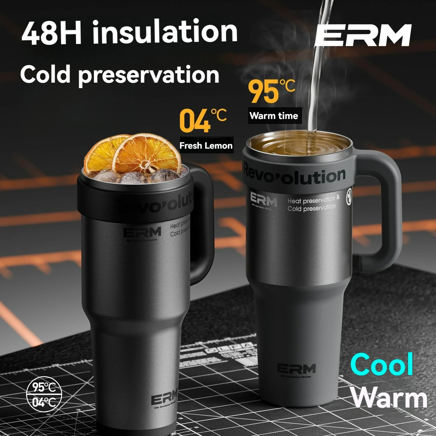 1200ML Stainless Steel Ceramic Tumbler Insulated Vacuum Flask Bottle