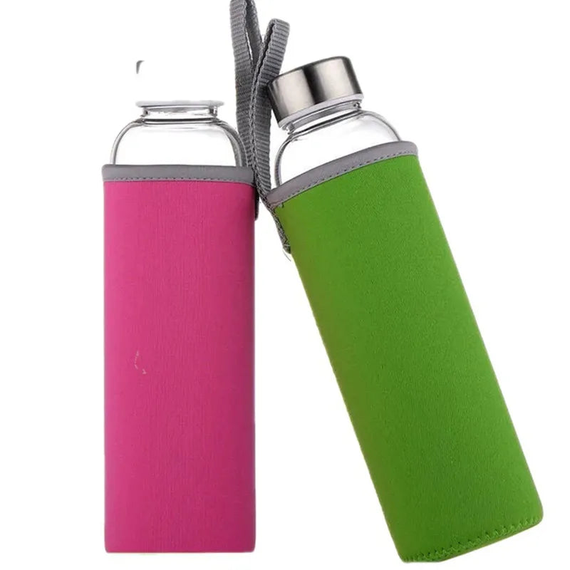 550ml Portable Glass Water Bottle – Travel & Car Friendly
