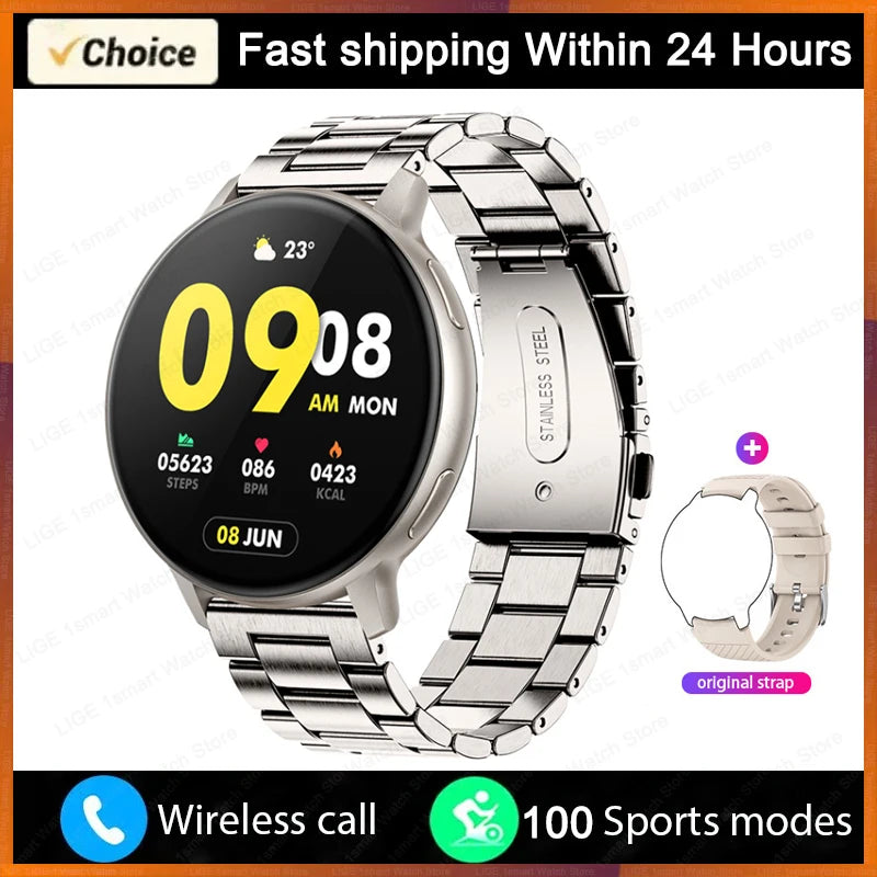 LIGE Bluetooth Call Smartwatch – Custom Dial, Fitness Tracker