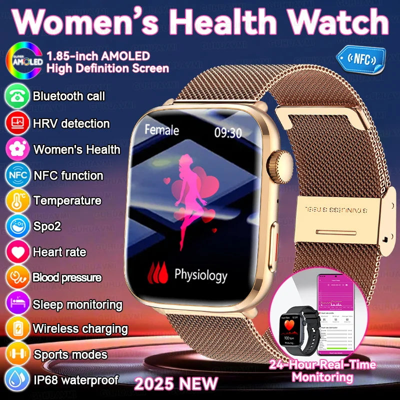 AI Smart Health Watch ECG HRV Blood Pressure Monitor NFC