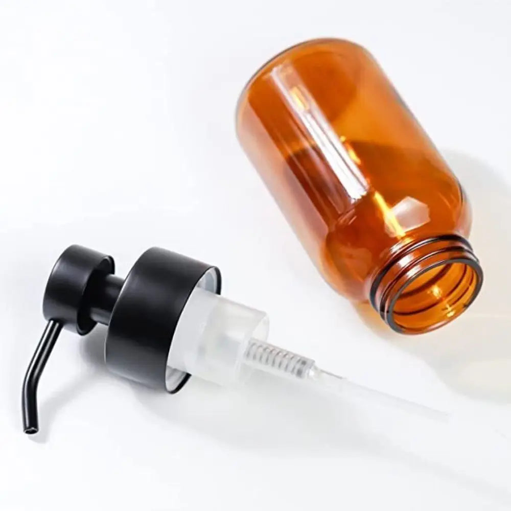 Thick Amber Glass Foaming Soap Dispenser Pump Bottle Kitchen